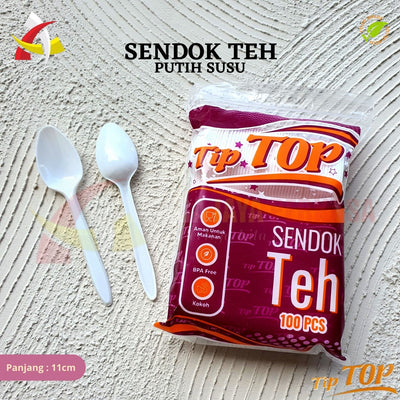 Sendok Teh Tip Top Plastik Putih Susu 100Pcs