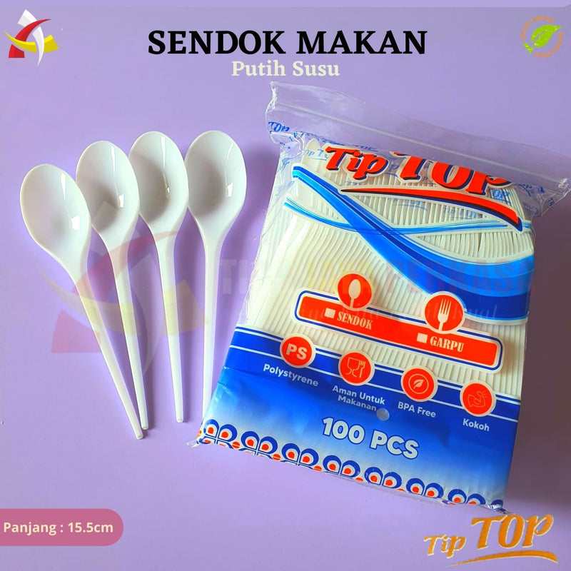 Sendok Makan Tip Top Putih Susu 100pcs