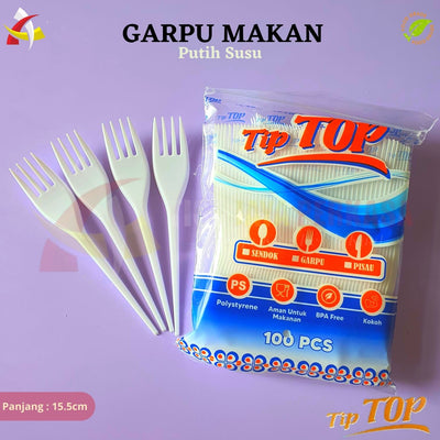 Garpu Makan Tip Top Putih Susu 100pcs