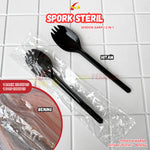 Spork Tebal Hitam Putih Bening Super Quality 50pcs