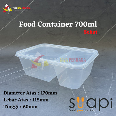 Food Container Suapi 700ml Sekat 50pcs