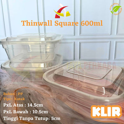 Thinwall Klir Square 600ml 25pcs
