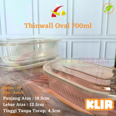 Thinwall Klir Oval 700ml 25pcs