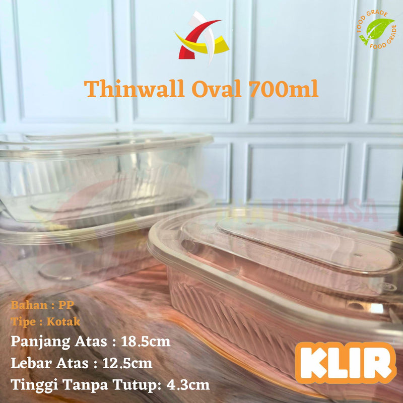 Thinwall Klir Oval 700ml 25pcs