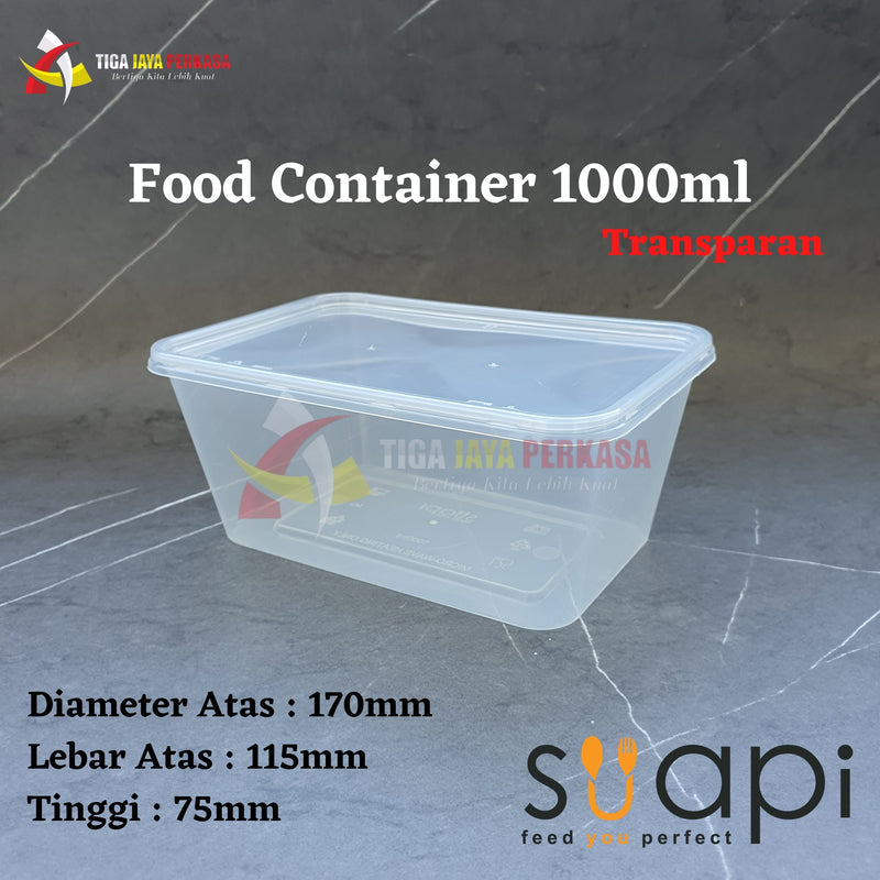 Food Container Suapi 1000ml Transparan 50pcs