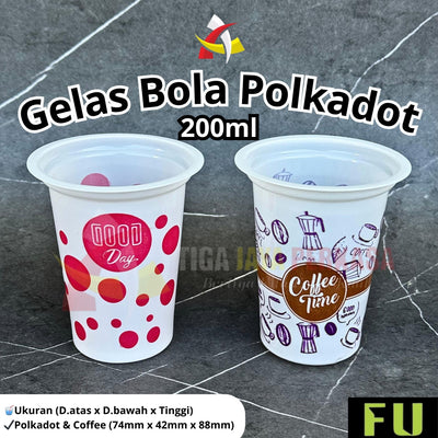 Gelas Plastik Bola-Bola & Violet 200ml 50pcs
