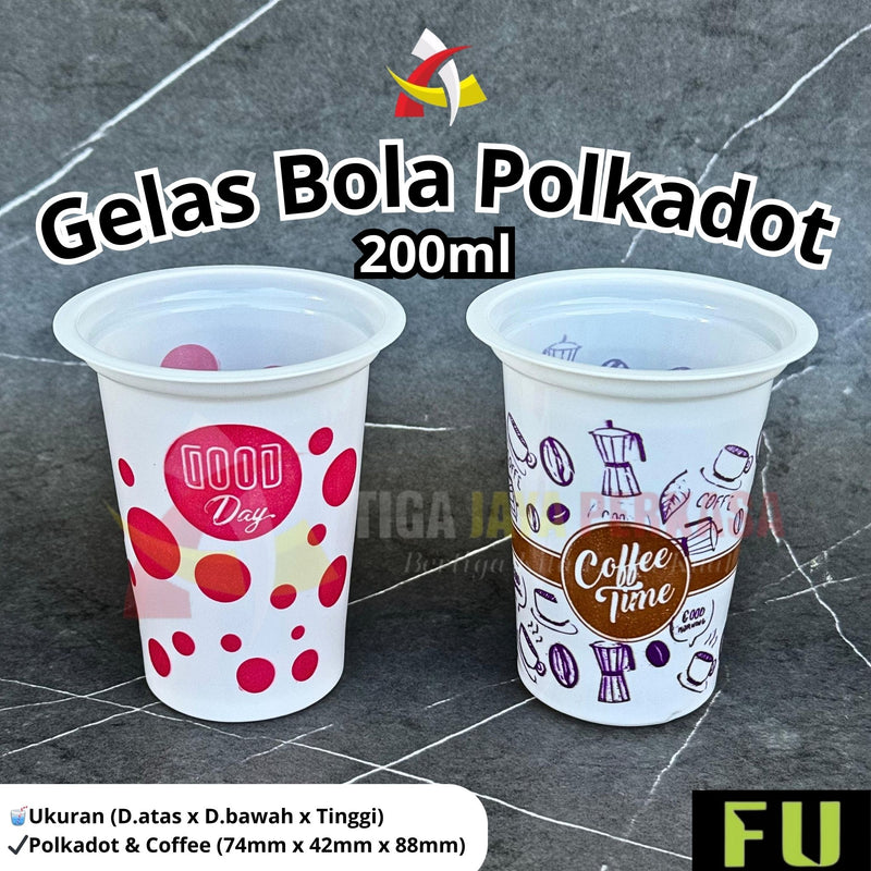 Gelas Plastik Bola-Bola & Violet 200ml 50pcs