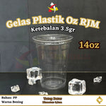 Gelas Plastik 12oz 14oz 16oz 3.5gr RJM 50pcs