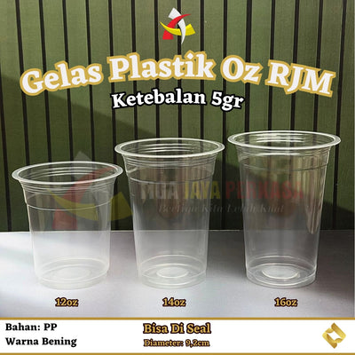 Gelas Plastik 12oz 14oz 16oz RJM 5gr 50pcs