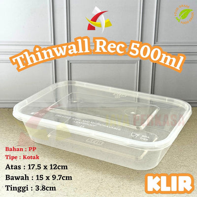 Thinwall Rectangle 500ml Klir 25pcs