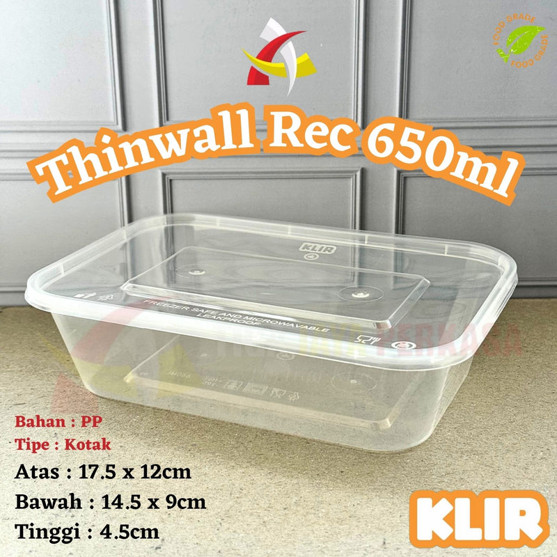 Thinwall Rectangle 650ml Klir 25pcs