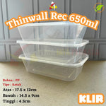 Thinwall Rectangle 650ml Klir 25pcs