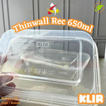 Thinwall Rectangle 650ml Klir 25pcs