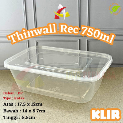 Thinwall Rectangle 750ml Klir 25pcs