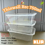 Thinwall Rectangle 750ml Klir 25pcs