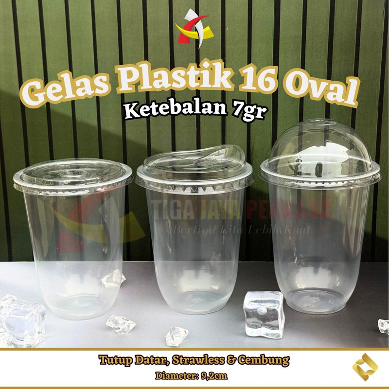 Gelas Cup Oval 16oz 7gr RJM + Tutup 50Pcs