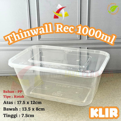 Thinwall Rectangle 1000ml Klir 25pcs