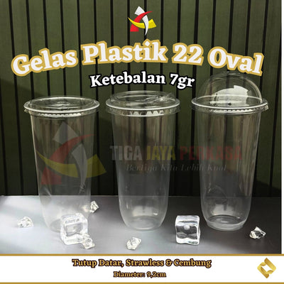 Gelas Oval 22oz 7gr RJM + Tutup 50Pcs