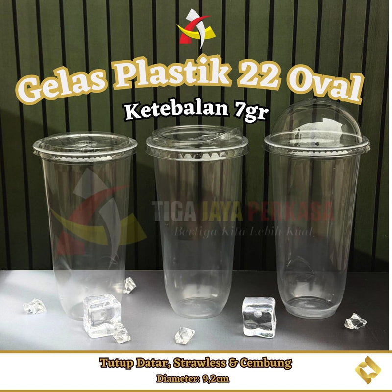 Gelas Oval 22oz 7gr RJM + Tutup 50Pcs