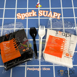 Spork 2in1 Suapi Multi Fungsi Sendok Garpu Hitam Putih 50pcs