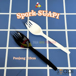 Spork 2in1 Suapi Multi Fungsi Sendok Garpu Hitam Putih 50pcs