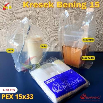 Kantong Kresek Bening PEX Bawang Saola 15x33