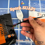 Spork 2in1 Suapi Multi Fungsi Sendok Garpu Hitam Putih 50pcs