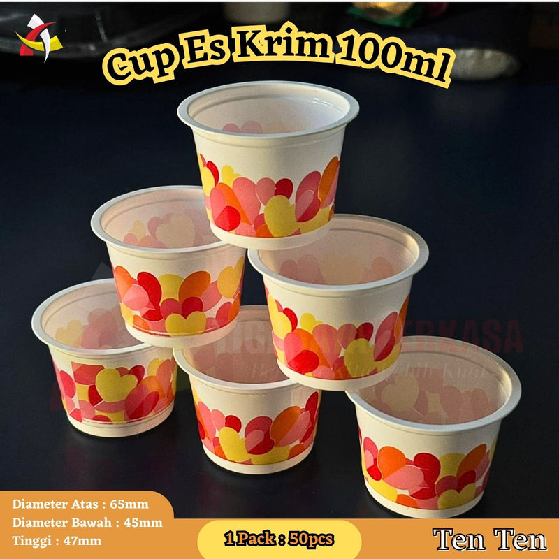 Cup Ice Cream 100ml Print Hati Tip Top 50pcs
