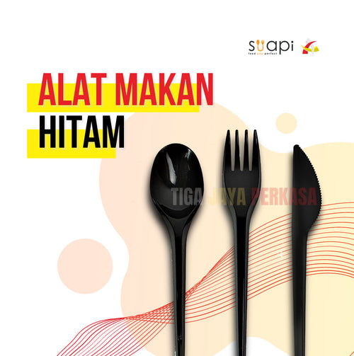 Garpu Makan Suapi Hitam 50 Pcs