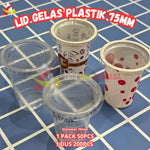 Lid Gelas Aqua 75mm 50pcs