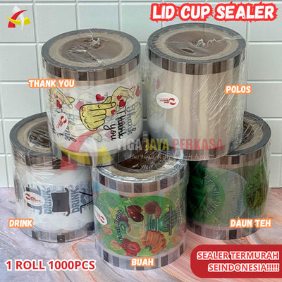 Plastik Lid Sealer Cup Polos Buah Daun Teh Drink Thank You 1000pcs