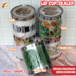 Plastik Lid Sealer Cup Polos Buah Daun Teh Drink Thank You 1000pcs
