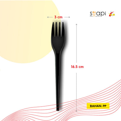 Garpu Makan Suapi Hitam 50 Pcs