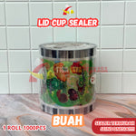 Plastik Lid Sealer Cup Polos Buah Daun Teh Drink Thank You 1000pcs