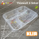 Thinwall Bento Plastik Sekat 4 KLIR 25pcs + Tutup