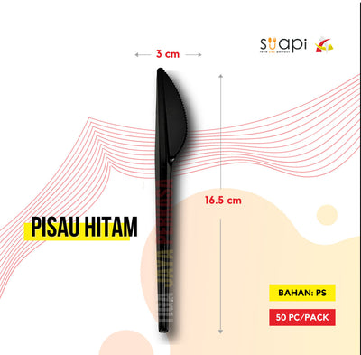 Pisau Plastik Suapi Hitam 100 Pcs