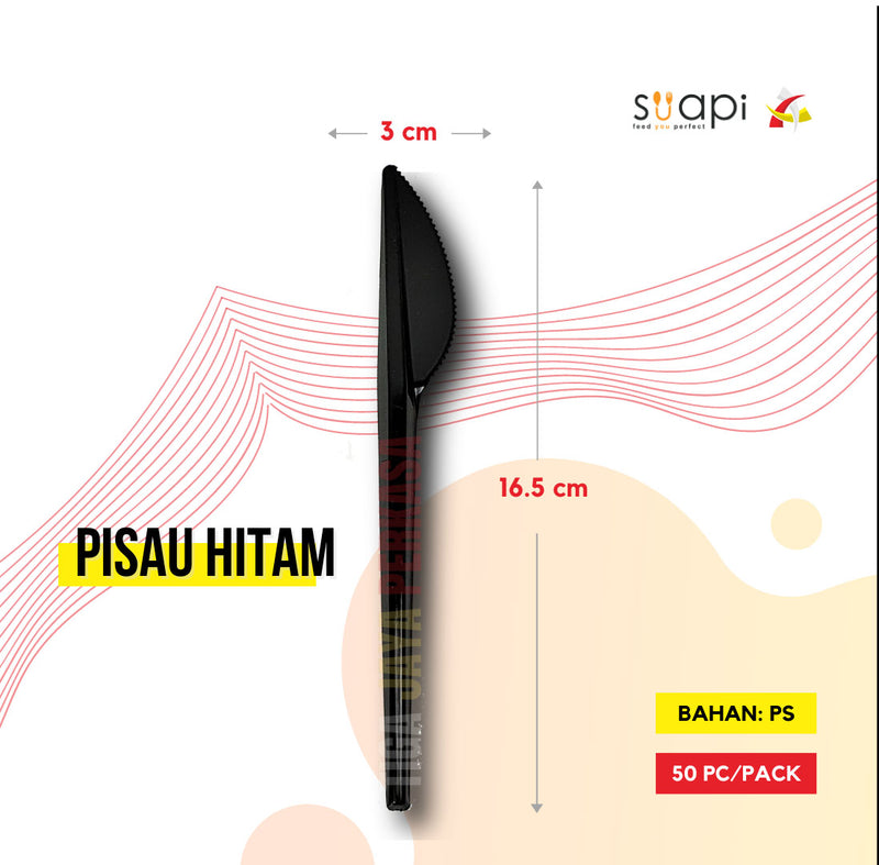 Pisau Plastik Suapi Hitam 100 Pcs