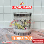 Plastik Lid Sealer Cup Polos Buah Daun Teh Drink Thank You 1000pcs