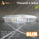 Thinwall Bento Plastik Sekat 4 KLIR 25pcs + Tutup