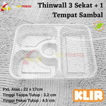 Thinwall Tray Bento Sekat 3 + Tempat Sambal 25pcs + Tutup
