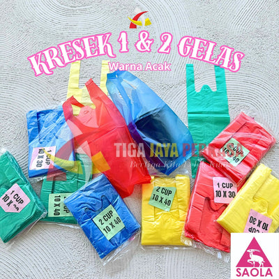 Kantong Plastik Kresek HD 1 Gelas 2 Gelas Saola Warna 90gr