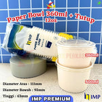 [IMP Premium] Paper Bowl 360ml + Tutup 25pcs