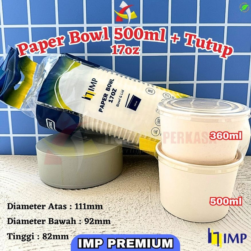 [IMP Premium] Paper Bowl 500ml + Tutup 25pcs