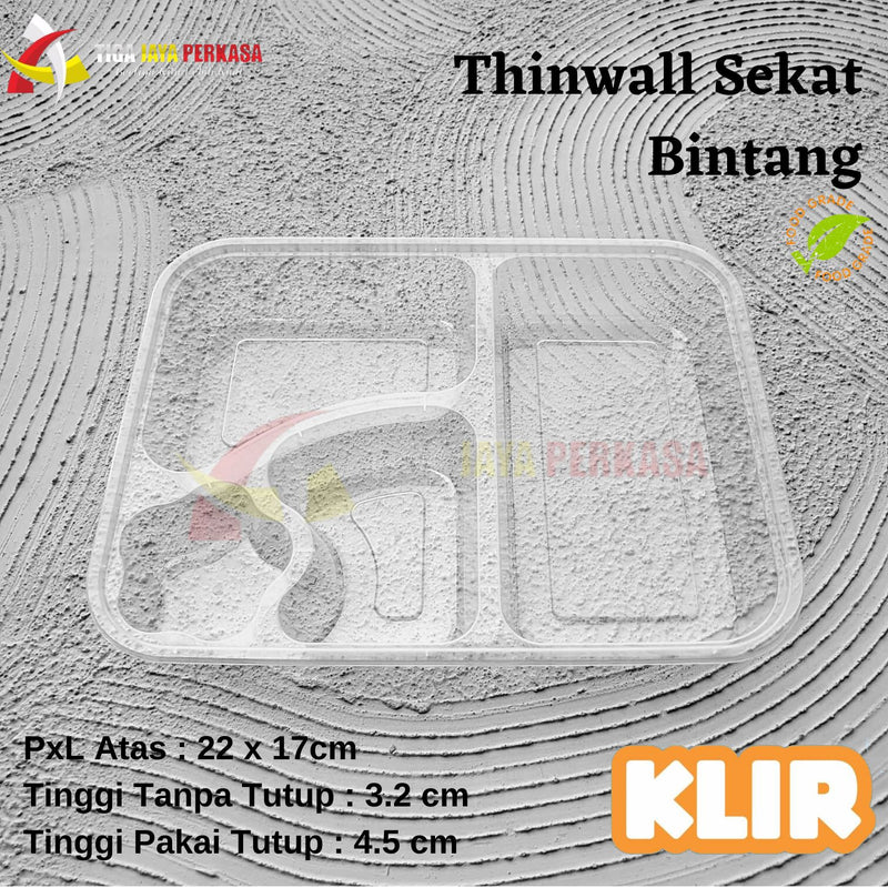 Thinwall Tray Bento Bintang 4 KLIR 25pcs + Tutup