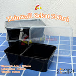 Food Container Suapi 700ml Sekat Hitam 25pcs