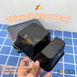 Food Container Suapi 700ml Sekat Hitam 25pcs