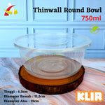 Thinwall Klir Round Bowl 750ml 25pcs