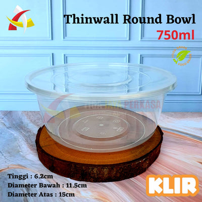 Thinwall Klir Round Bowl 750ml 25pcs