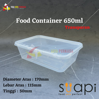 Food Container Suapi 650ml Transparan 50Pcs