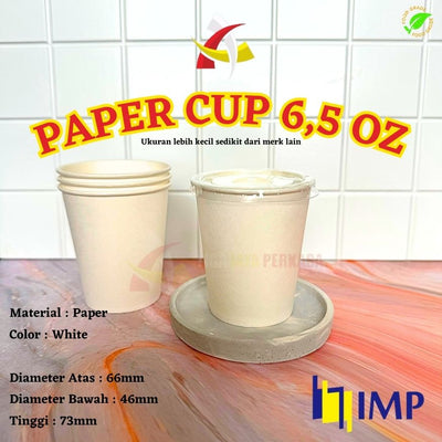 Paper Cup 6,5 oz Putih IMP + Tutup 50pcs